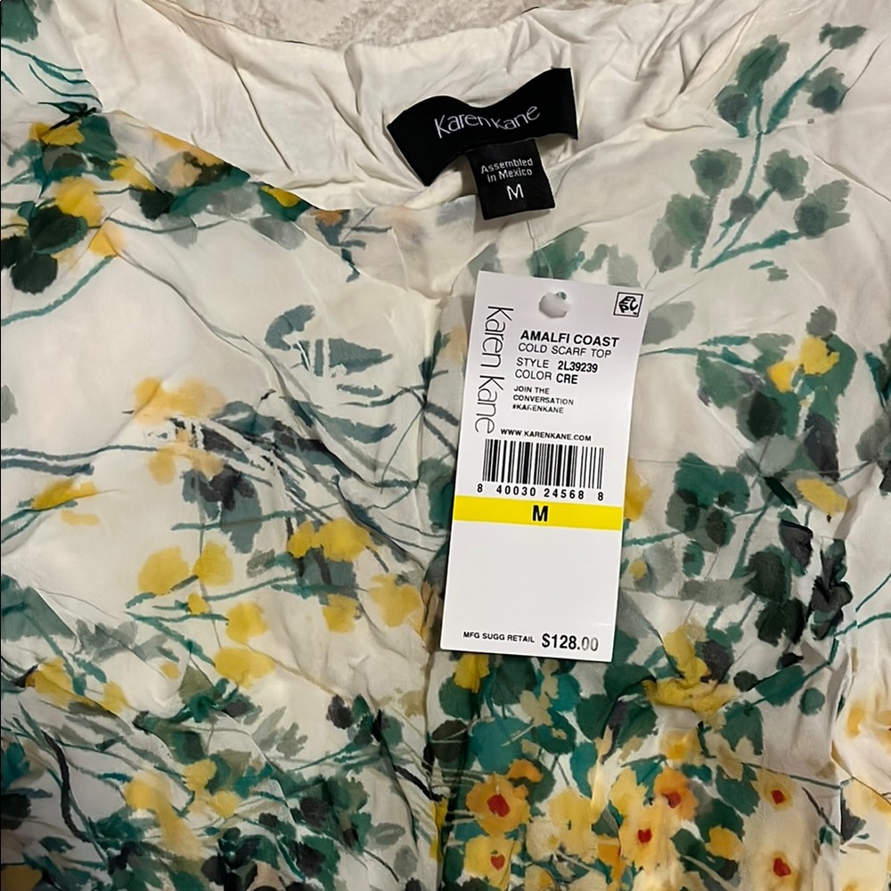 Karen Kane Amalfi Coast Floral Blouse - Green and Yellow